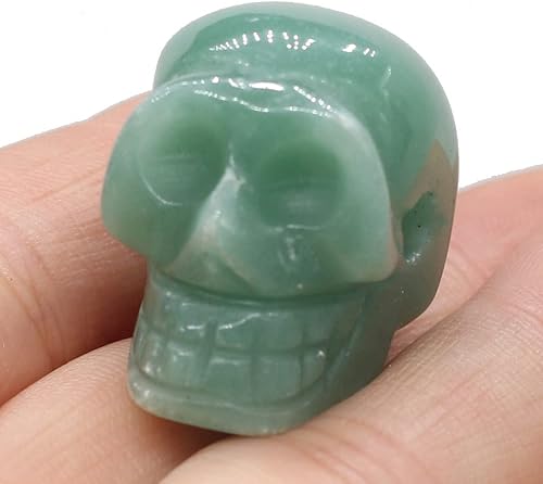 Miniatura 5 de LE SKY 4 dijes de cuentas de piedra natural con cabeza de calavera de cristal curativo, dije de calavera anhelada a mano para hacer joyas, collares,