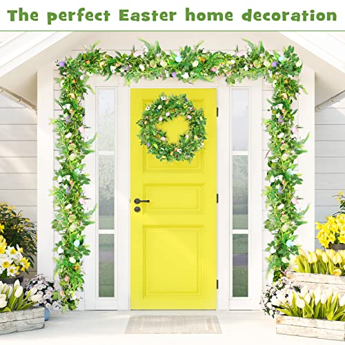 2 Pcs 6 Ft Lighted Easter Garland Artificial Garlands With Easter Egg Pastel Easter Egg Garland Decoration For Home Kitchen Mantle Fireplace Indoor Outdoor Holiday Easter Party #TOP5