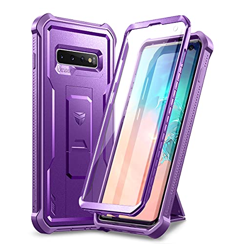 Dexnor Coque pour Samsung Galaxy S10, [Protection d'écran intégrée et béquille] Protection de qualité Militaire résistante aux Chocs Coque de Protection pour Samsung Galaxy S10(Violet) Cover