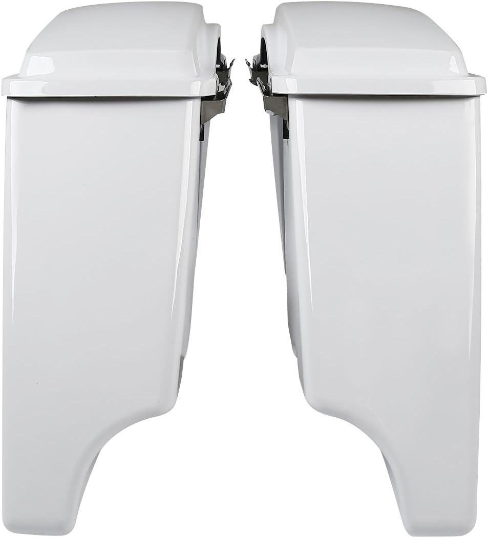 5" White Stretched Extended Hard Saddlebags For 1993-2013 Harley Touring Models FLT,FLHT,FLHTCU,FLHRC,Road King,Road Glide,Street Glide,Electra Glide,Ultra-Classic