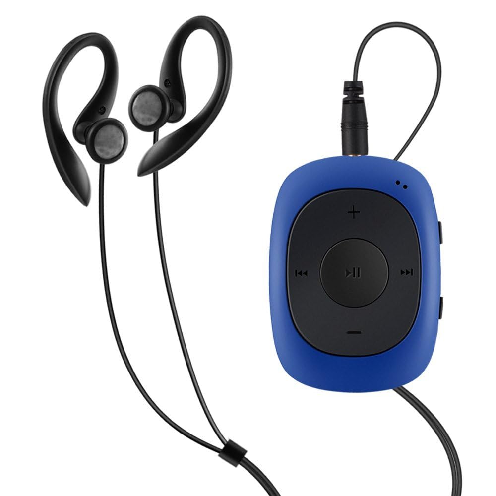 AGPTEK Lecteur MP3 Sport Portable avec Pince, 8Go Mini Baladeur MP3 avec HiFi Radio FM Support Les Formats MP3 WMA WAV, Clip Joueur Musique pour la Course à Pied et Le Cyclisme - G02 Bleu