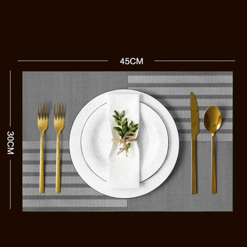 Image of YELONA Placemats Set of 6, Heat-Resistant Woven Vinyl Table Mats, Non-Slip & Washable Dining Tablemats for Kitchen & Dinner Decor, Zinc Grey (45cm x 30cm)