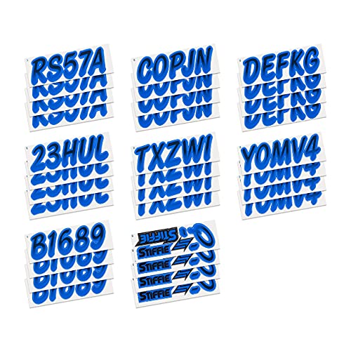 Stiffie Whipline Black / Blue 3" Alpha-Numeric Registration Identification Numbers Stickers Decals For Boats & Personal Watercraft #TOP3