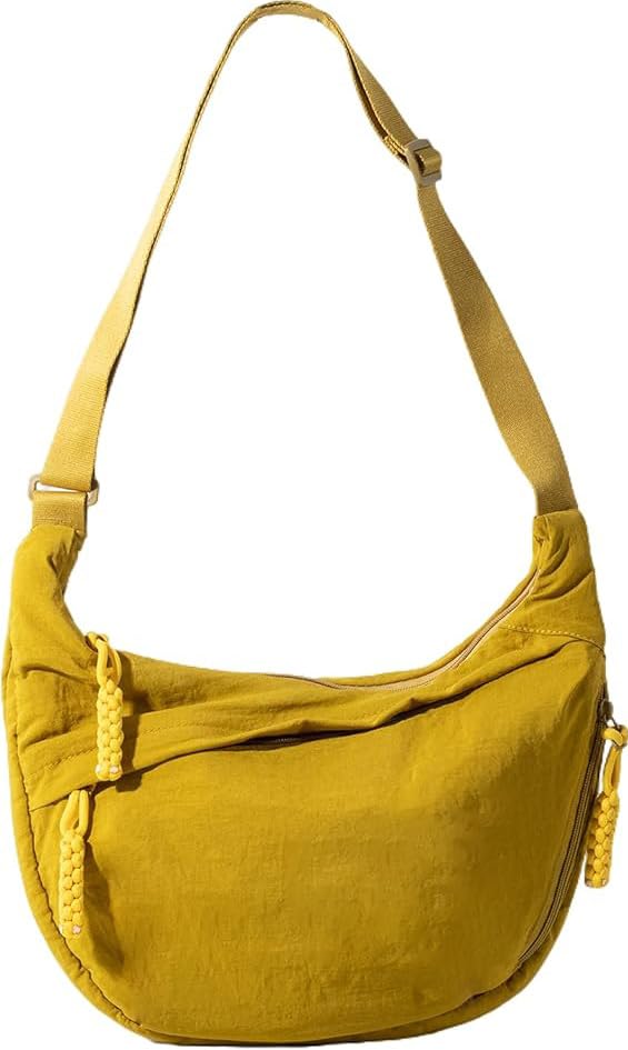 Image of Stvin Crossbody Travel Sling Bags for Women and Men, Crescent Shoulder Purse Bag with Zipper & Adjustable Strap, Half - Moon Shaped Waist Bag, Unisex Chest Bag - Nylon Fabric