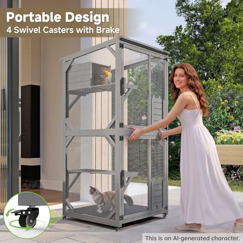 Real Relax Outdoor Cat Enclosure Catio with Window Connector, Gray by Real Relax - Image 5