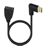 Kework 2ft 18Gbps 4K@60Hz HDMI Extension Cable, Right Angle HDMI 2.0 Male to Female Extender Adapter HD High Speed Shield Cord for Xbox HDTV PS4 PS5 Switch