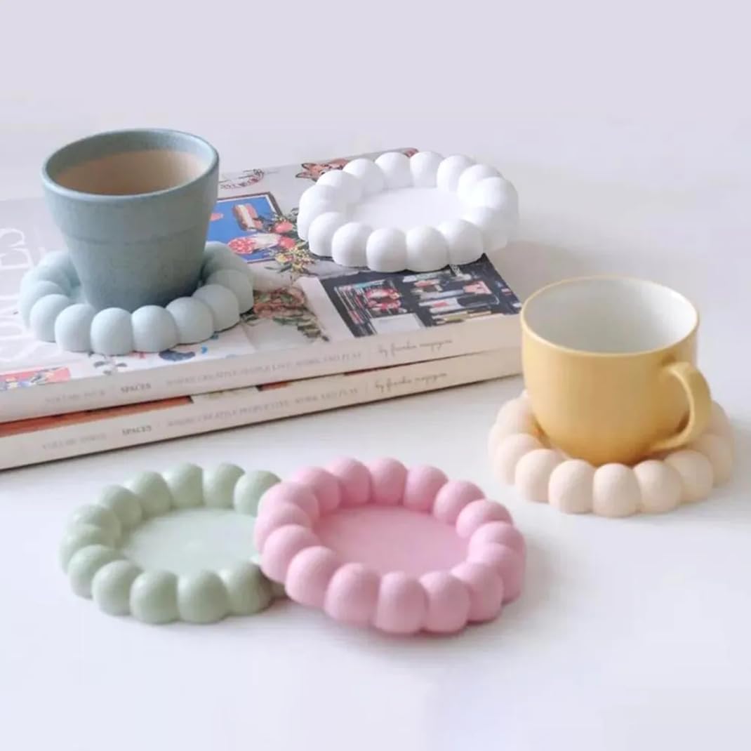 2PCS Bubble Coaster Epoxy Resin Molds, 3D Silicone Round Plate Tray Molds UV Resin Casting Art Molds for Home Table Christmas Halloween Decoration Gift Making