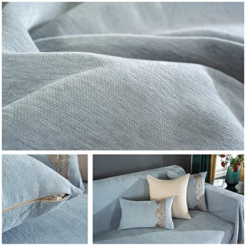 Couverture de canapé bleu gris clair plaid grand format 180x300cm - 5