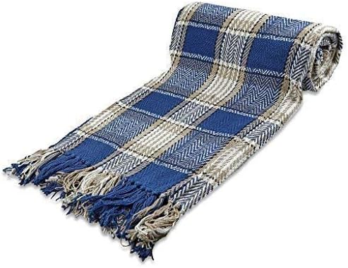 StylemyBedroom Large 100% Cotton Highland Tartan Check Sofa/Bed Throw Chair (Big) BLUE