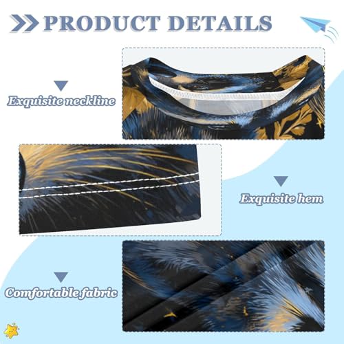 Boys Short Sleeve T-Shirts Raccoon Leaves Animal Rashguard Kids Swim Shirts Sun UPF 50+3