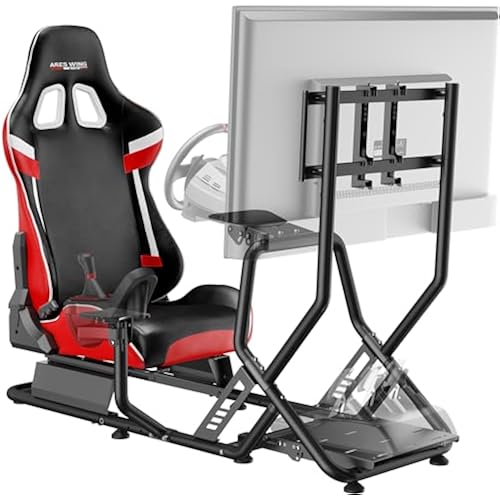 ARES WING Racing Simulator Cockpit with TV Mount, Sim Racing Wheel Stand