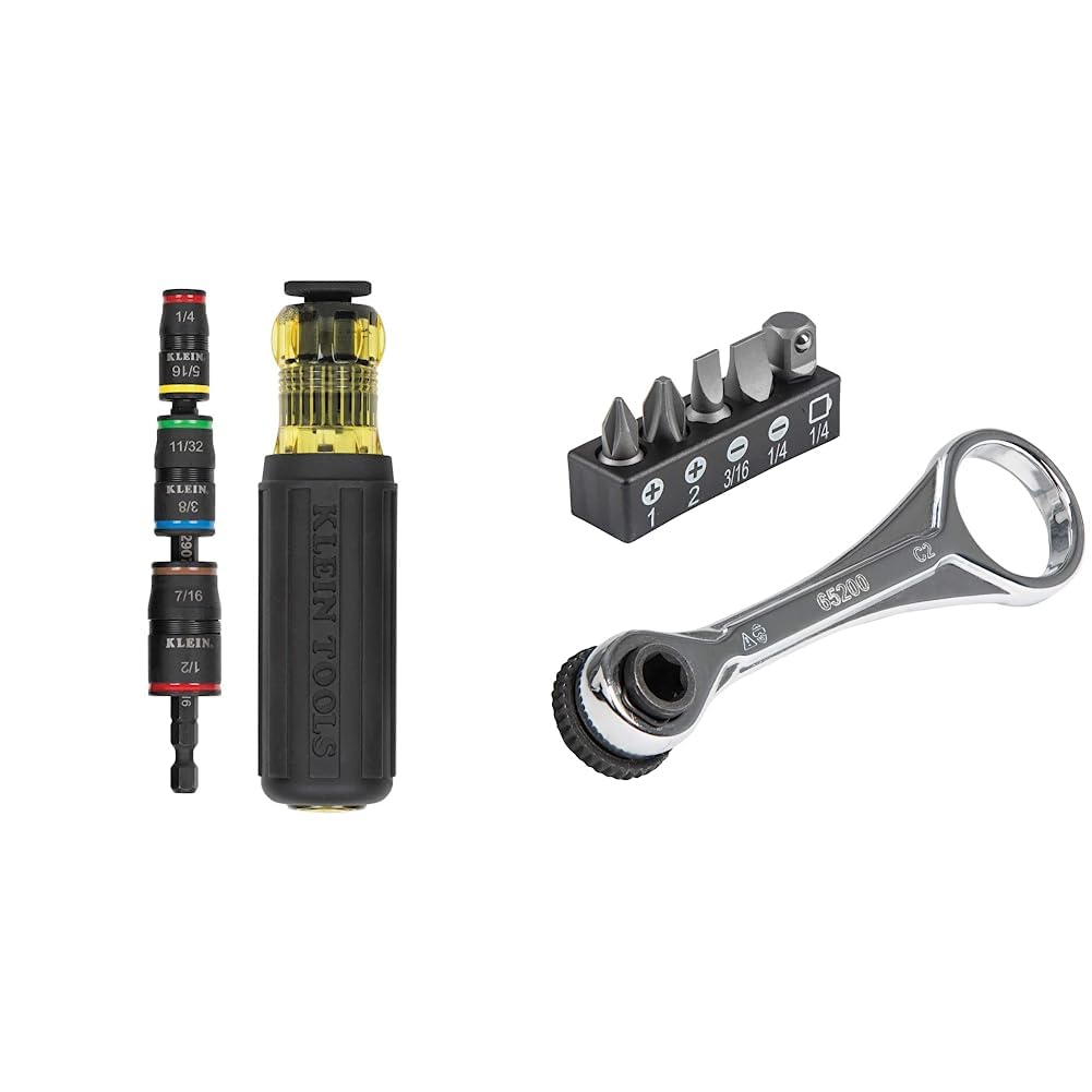 Klein Tools 7-in-1 Impact Flip Socket Set (32900) and 5-Piece Mini Ratchet Set (65200)