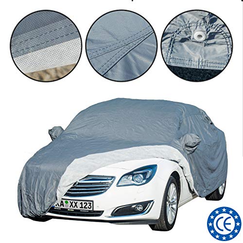 4CARS Respirable, Cubierta para Coche, Ajuste Universal, Impermeable, a Prueba de Polvo y UV, Interior de Polipropileno Suave, Durable, Dimensiones (530 * 175 * 120 cm)u00a0XL