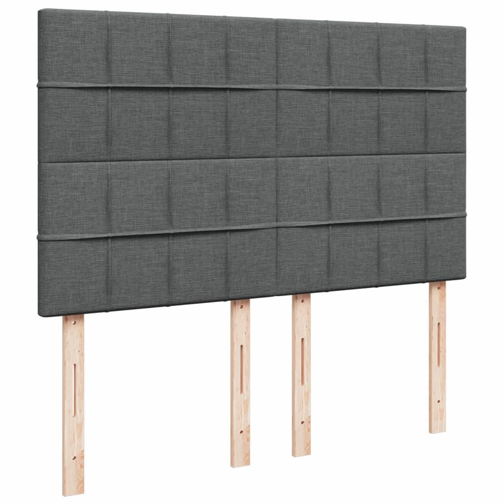 Cama con somier de 160 x 200 cm, color gris oscuro, con colchón y sobrecolchón de muelles ensacados de pino medio, altura regulable
