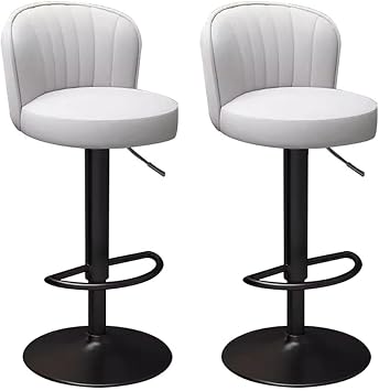Adjustable Swivel Bar Stools Set Of 2 With Backrest And Footrest Counter Height BrownOffwhite