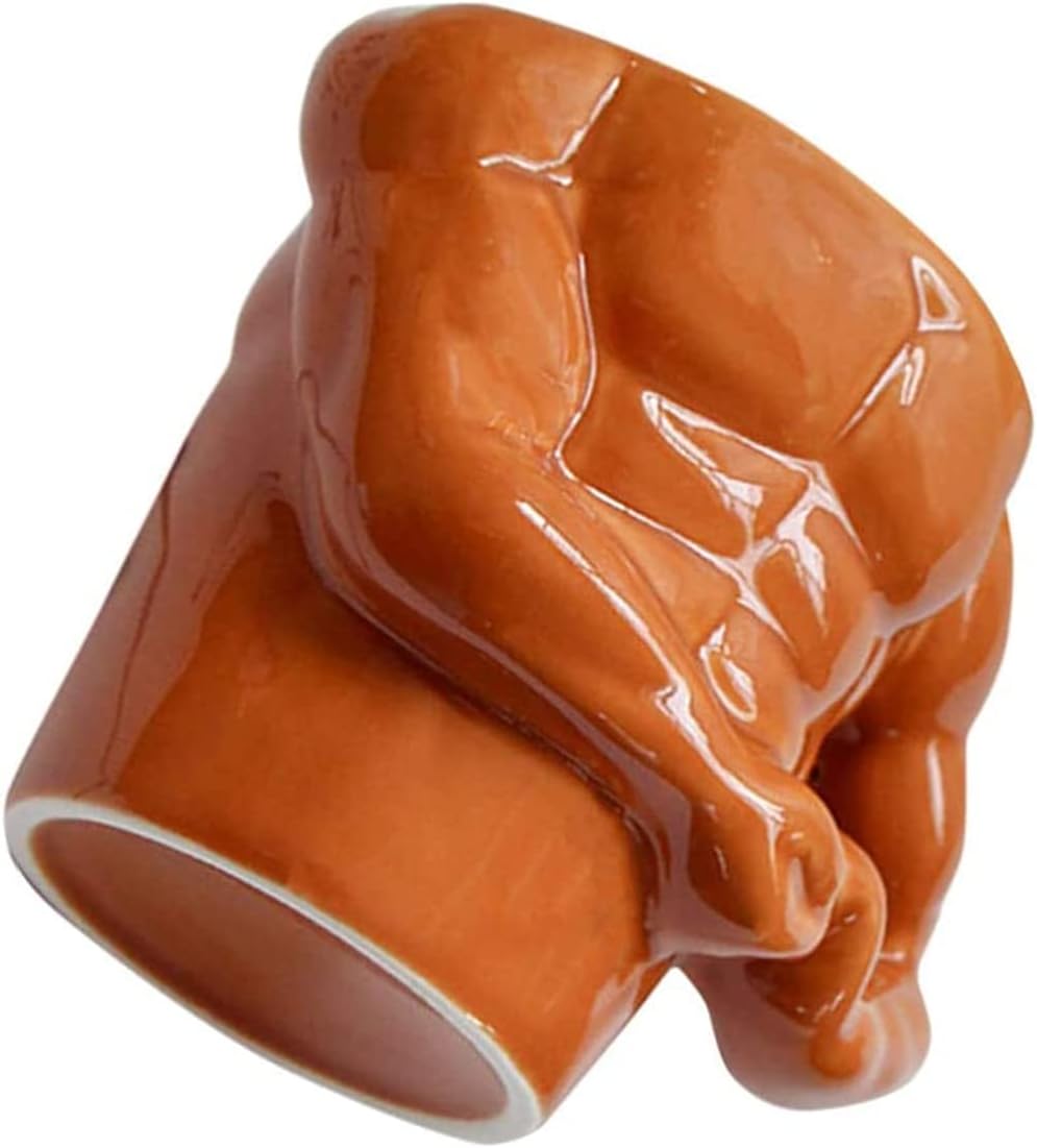 SYOSI Ceramic Coffee Mug, Funny Muscle Man Shape Water Cup Boyfriend Husband Coworkers Muscle Tea Milk Cup for Girlfriend Birthday Party Joke Toy Gag Funny Gift (300ML)