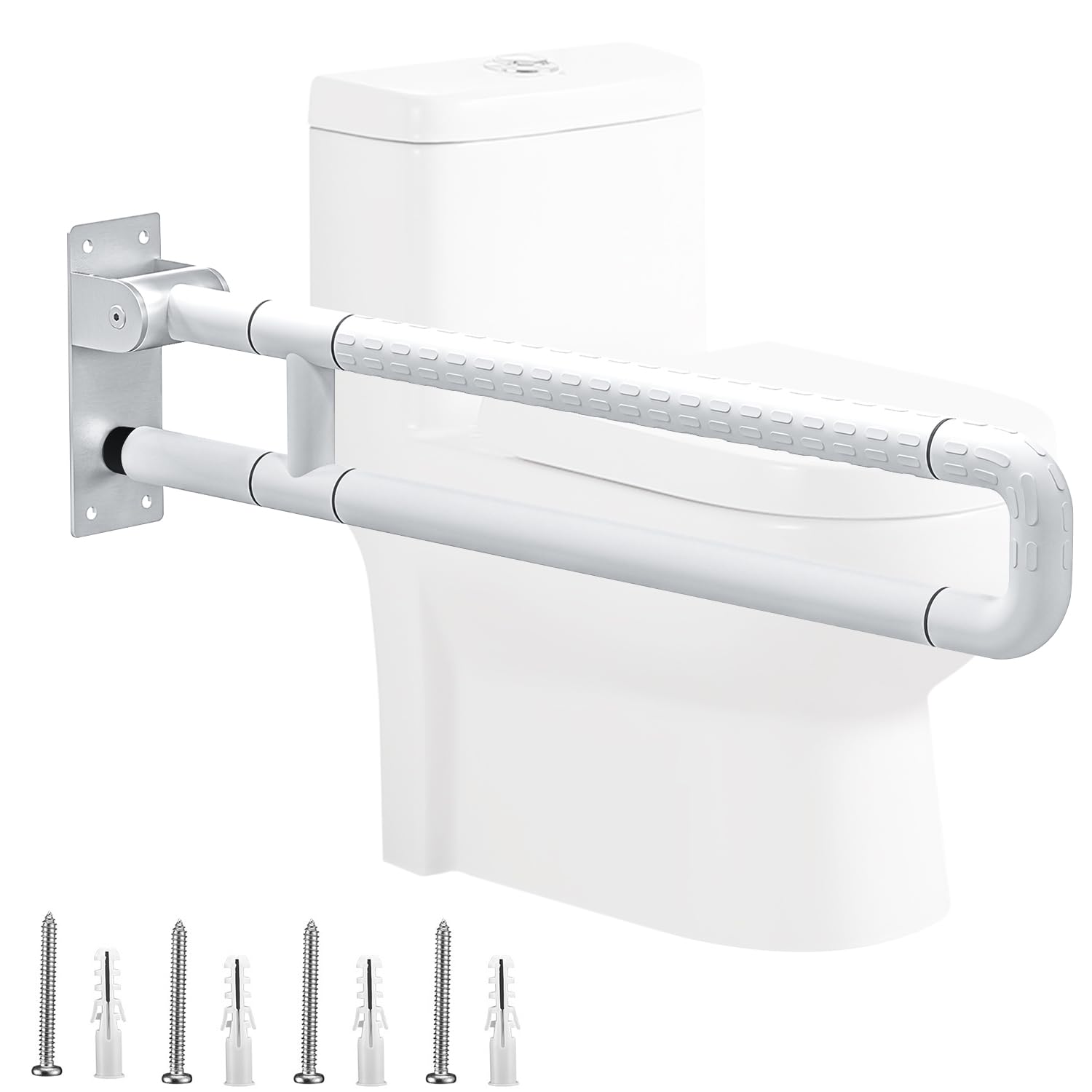 75cm WC haltegriffe, Faltbarer Stützleiste für Toilette und Badezimmer, Hartschaltsstütze 300~350 kg, Edelstahl mit ABS rutschfester Oberfläche für Senioren und Menschen mit Behinderungen