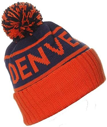 American Cities Denver CO City Cuff Cable Knit Pom Pom Beanie Hat Cap (One Size, Denver Blue)