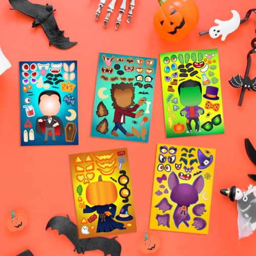 Image of JOYIN 36 PCS Halloween Craft Stickers for Kids Party Favor, Make a Face Stickers with Designs Witch Vampire, DIY Craft Supplies for Halloween Party Game Classroom Activities Gift Goodies