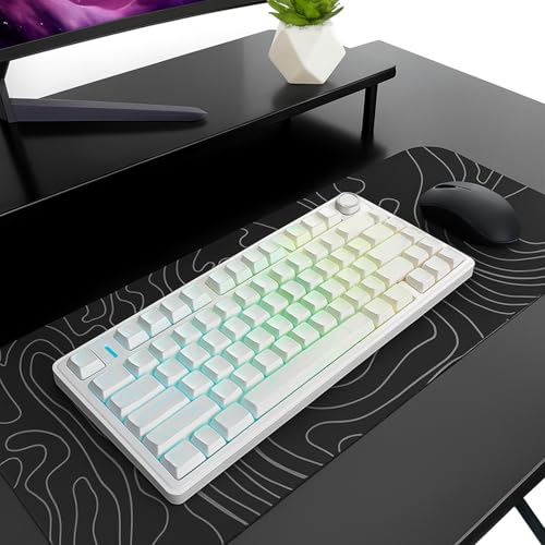 Image of AULA F75 75% Side Engraved Tri Mode TKL 80 Keys Wireless Mechanical Gaming Keyboard With Knob | 4000mAh Battery, South-Facing RGB Backlit Pre-Lubed Hot Swappable | White Contour - Star Vector Switches