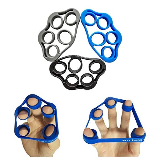 Airisland Finger Stretcher Hand Resistance Bands Hand Extensor Exerciser Finger Grip Strengthener Strength Trainer Gripper Set for Arthritis Carpal Tunnel Exercise Guitar and Rock Climbing 3pcs