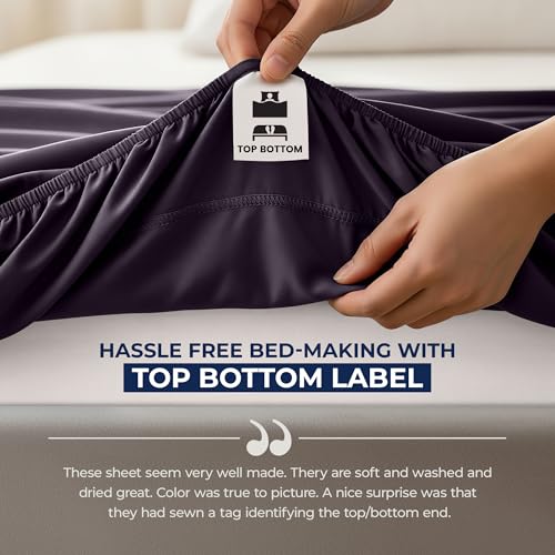 Image of Utopia Bedding Extra Deep Pocket Queen Fitted Sheet, Fits up to 21 Inch Mattress - Hotel Luxury, Soft, Breathable and Comfy - Shrinkage and Fade Resistant - Easy Care (Purple)