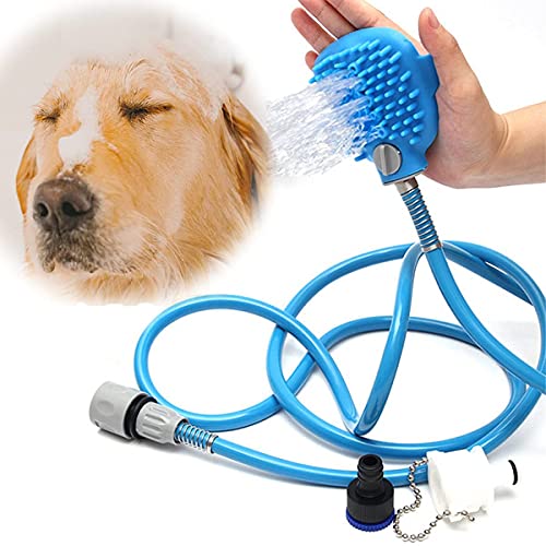 SILENCIO Dog Shower Attachment, Shower Sprayer and Scrubber, Pet Bath Brush with Indoor & Outdoor Adaptors, Pet Bathing Tool, Massager Shower Sprayer, Shower Accessories for Dog Cat Horse Grooming