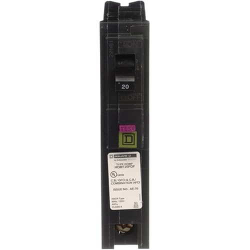Square D by Schneider Electric HOM120PDFC Homeline Plug-On Neutral 20 Amp Single-Pole Dual Function (CAFCI and GFCI) Circuit Breaker, (Pack of 4)