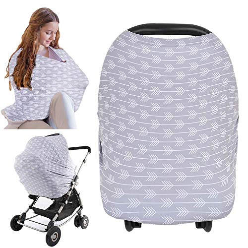 Baby Car Seat Canopy Nursing Cover - All-in-1 Multi Use Nursing Covers - Carseat Canopy - Breastfeeding Scarf - Stroller Covers - Shopping Cart Hammock - Perfect Gift for Pregnant Moms (Tribal Arrow)