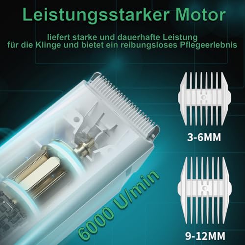 Profi Haarschneidemaschine für Hund Katze, Leise Hundeschermaschine mit Keramische Klinge, Elektrische Tierhaarschneidemaschine, IPX7 Wasserdicht (Grün)