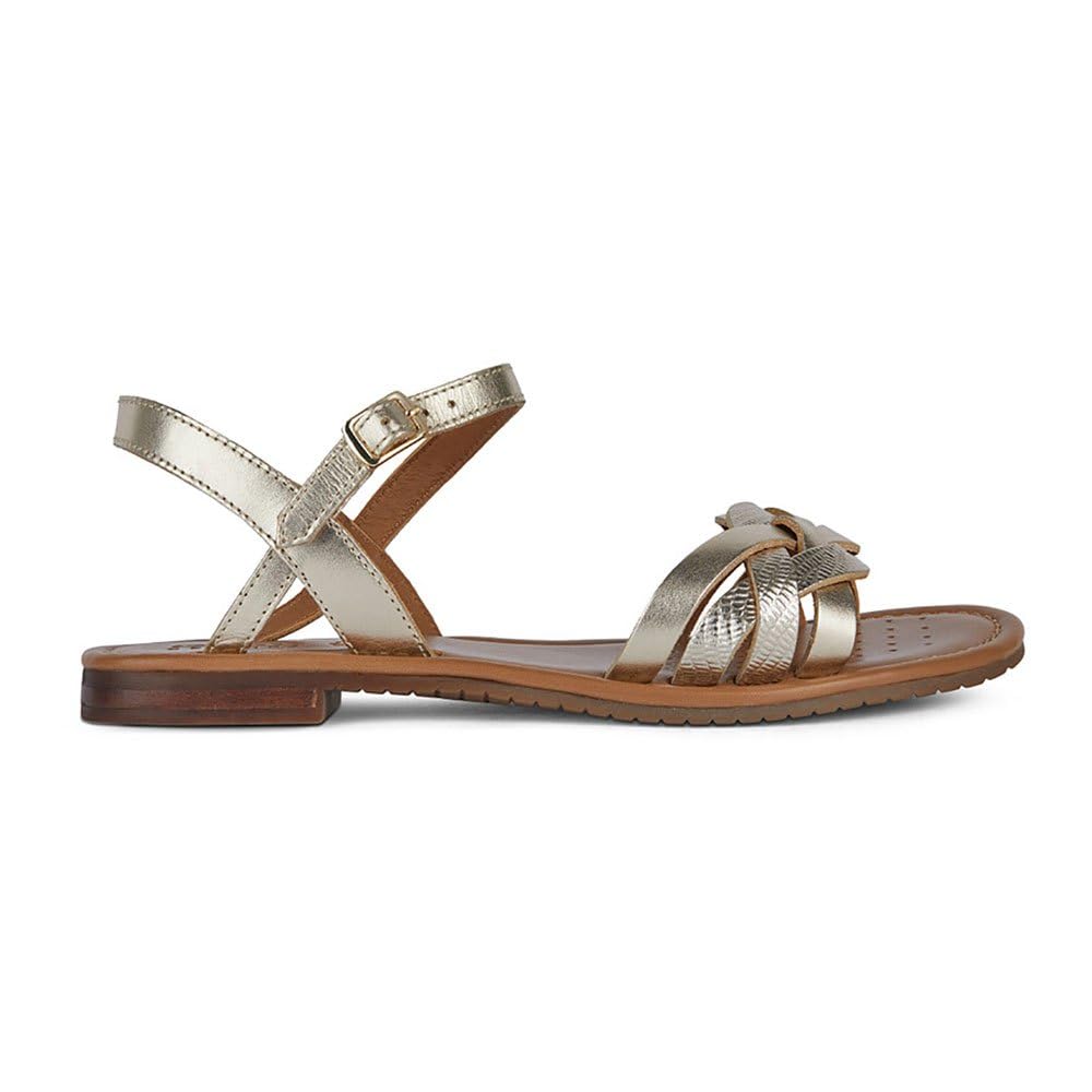 Geox D Sozy S B Flat Sandal, LT Gold, Gold, 6.5 UK