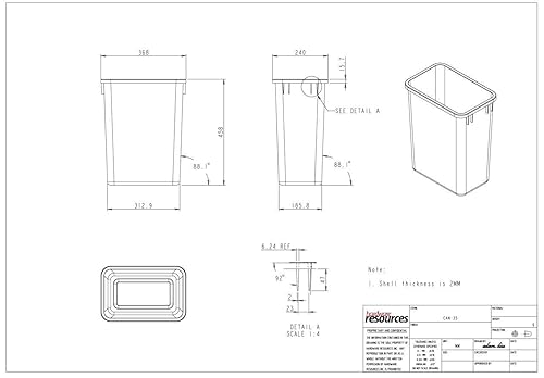 Miniatura 3 de Hardware Resources CAN-35W contenedor de desechos, blanco.
