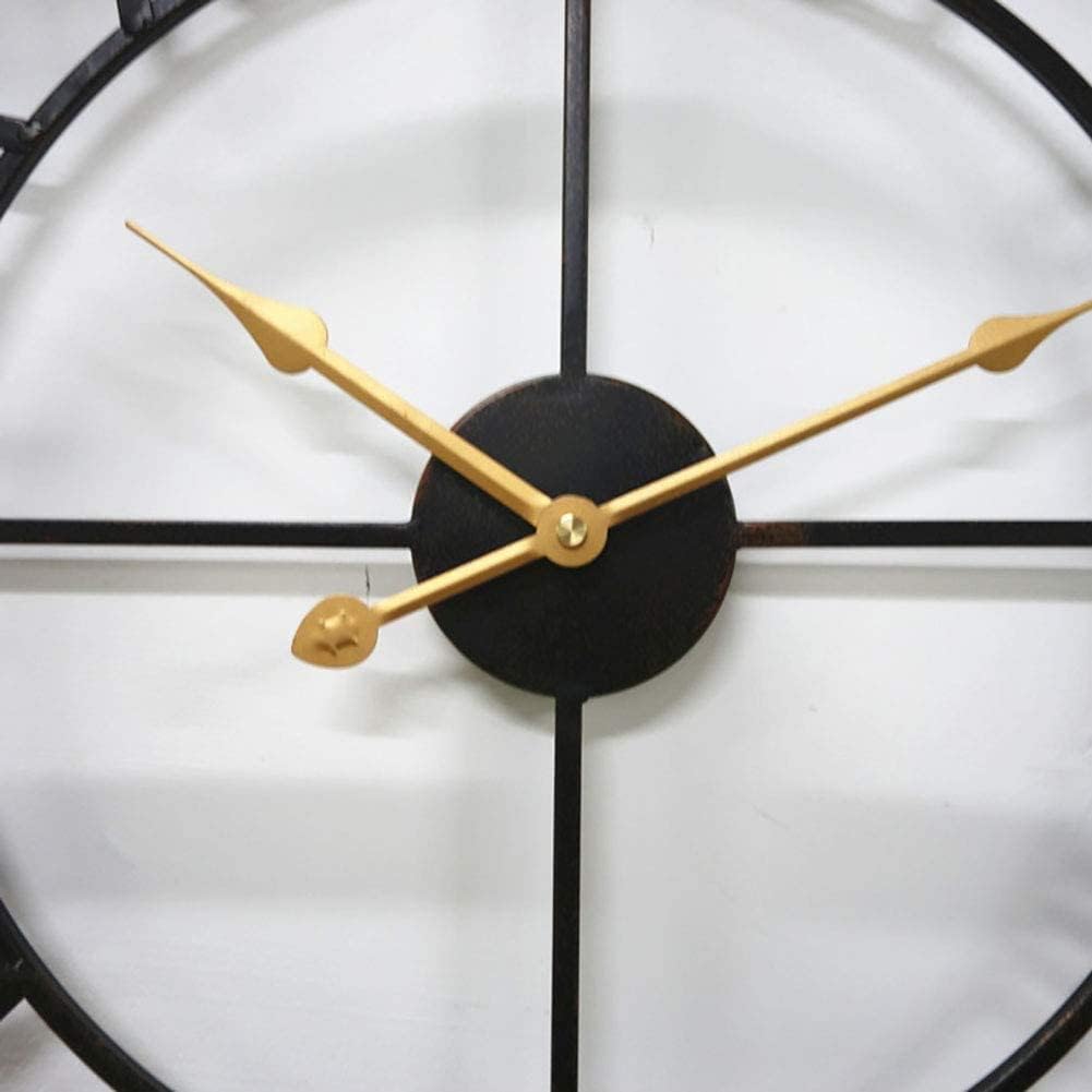 Quartz Clock Wall Clock,Decorative Clocks Vintage Rust Color Wrought Iron Fashion Sweeping Clock