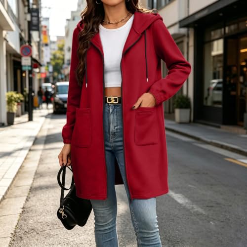 Long Zip Up Hoodie Women Trendy Warm Fall Winter Sweater Sherpa Jacket - image 2