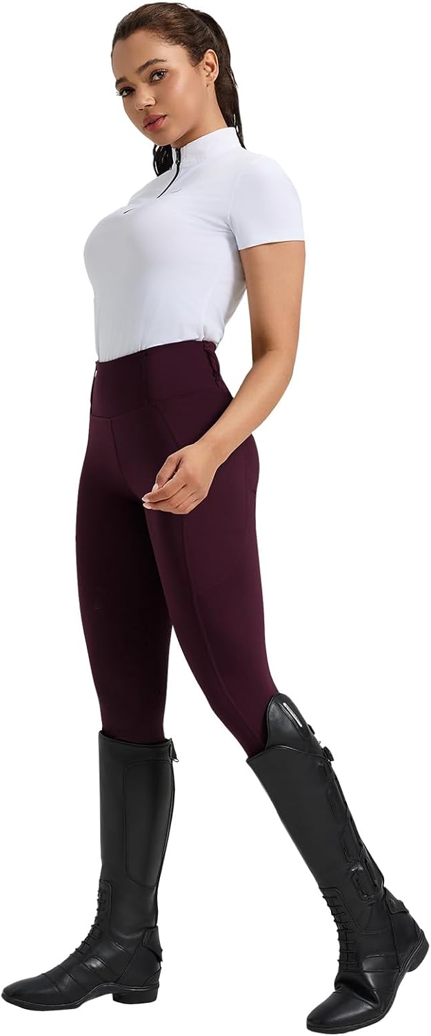 beroy Women's Horse Riding Pants Equestrian Breeches Full Seat Silicone Horseback Schooling Tights with Zipper Pocket