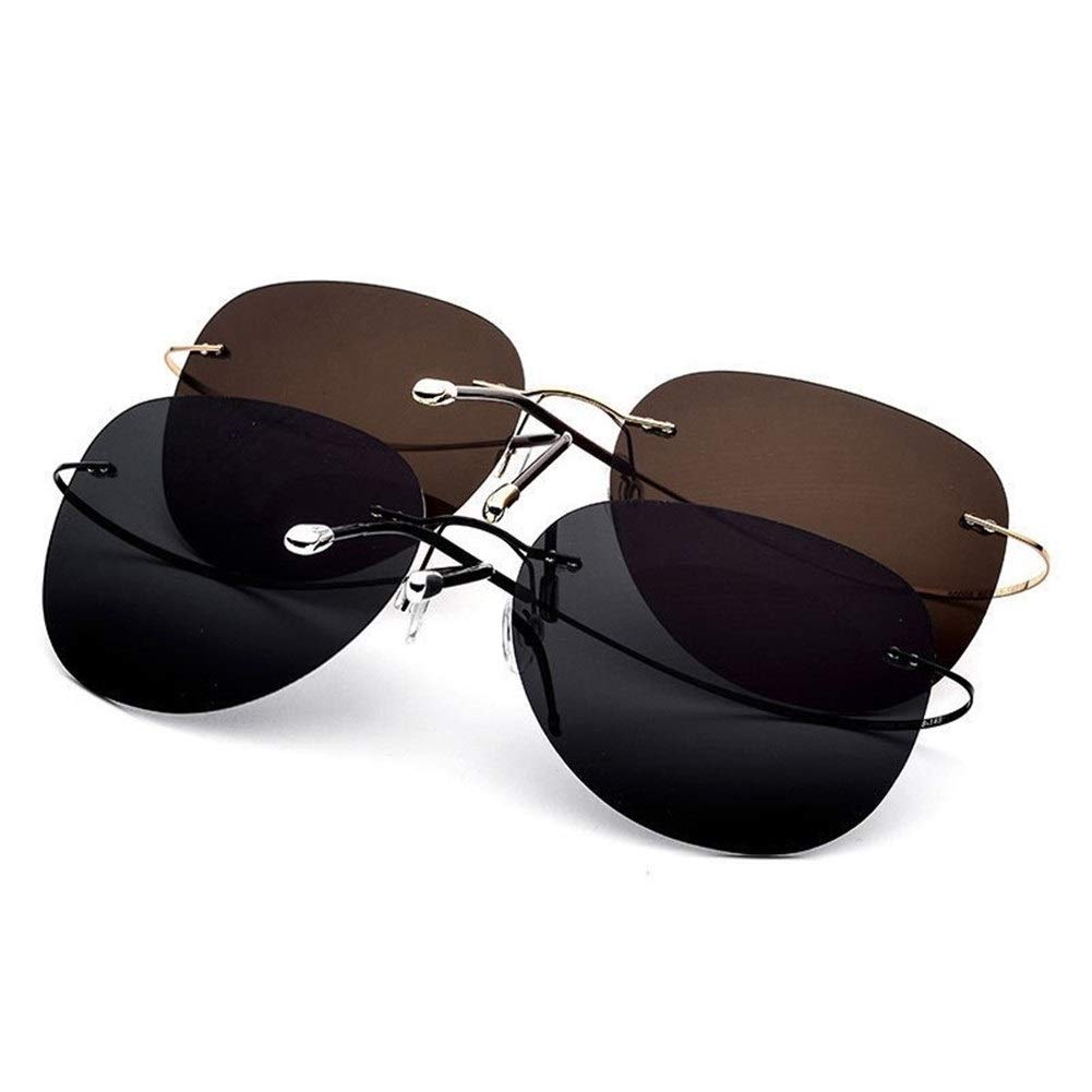 HZH Pure Titanium Polarized Sunglasses Ultralight Driver Driving Mirror Eyeglasses Fishing Hiking UAE (Color : Black)