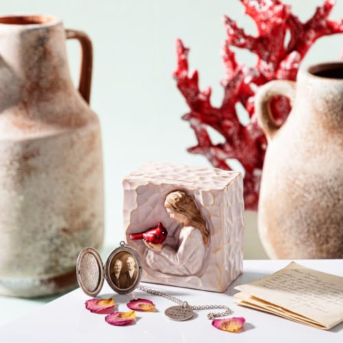 Image of Cardinal Keepsake Box, Hand-painted Resin Memory Box for Loss | Sympathy Gift for Grieving Comfort, Decorative Storage for Mementos, Elegant Angel Cardinal Design, Remembrance Keepsake
