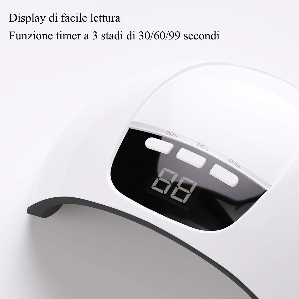 ANGNYA 54W Lampada Unghie LED UV Professionale per Manicure/Pedicure, Sensore di Avvio Automatico con La Possibilità di Impostare 3 Timer 30/60/99S