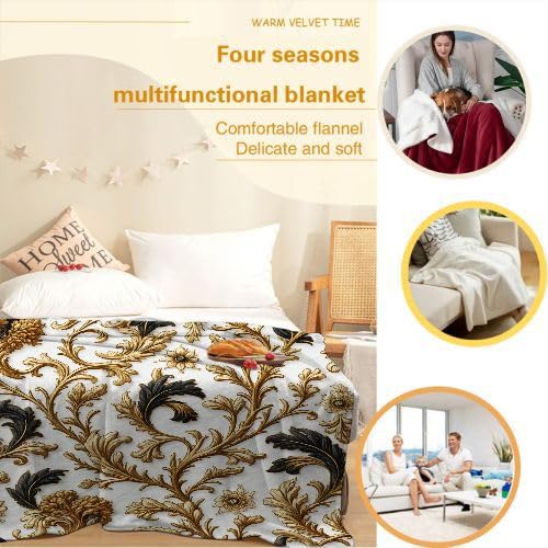 Manta para Sofá 240 x 260 Hojas Amarillas, Mullida Mantas para Cama 180 de Franela, Cálida Reversible Manta Polar de Microfibra para Cubre Colchas, 260x240 cm