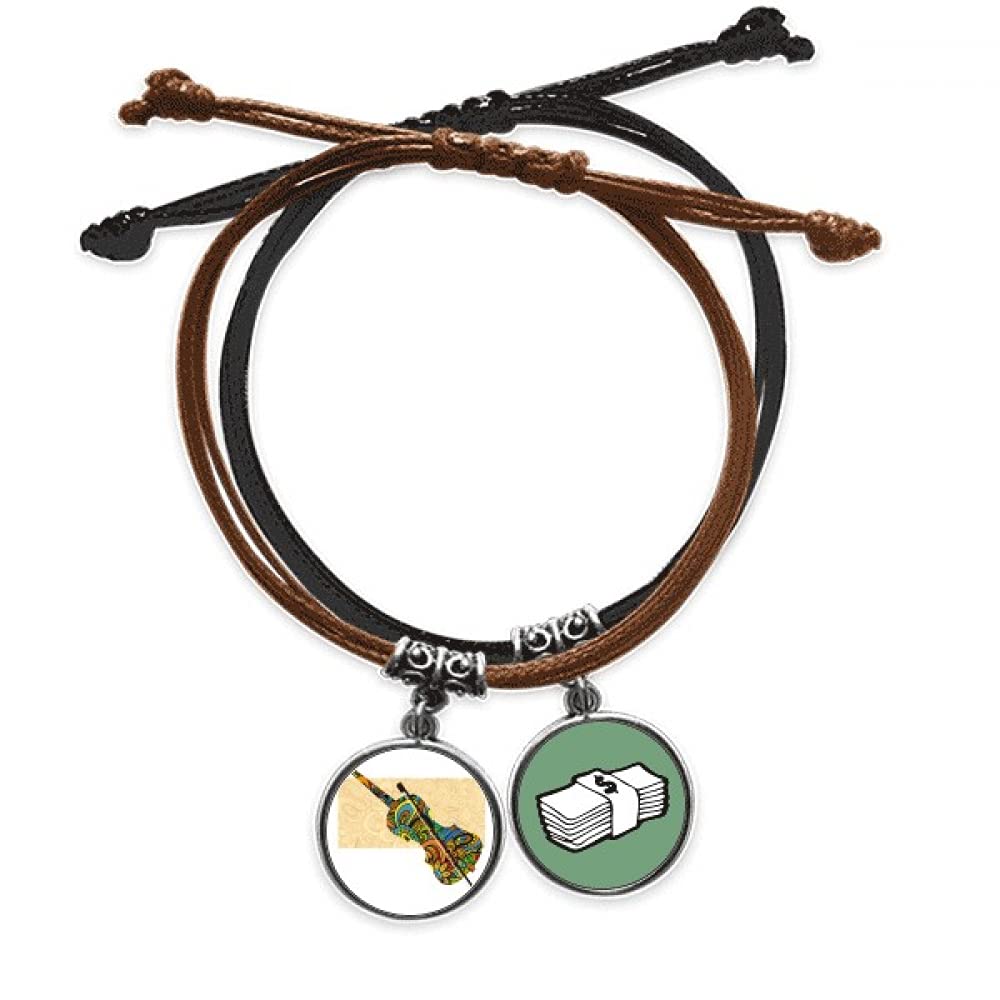 Pulsera de cuero violín con cuerda de mano trenzada y cierre ajustable premium 3