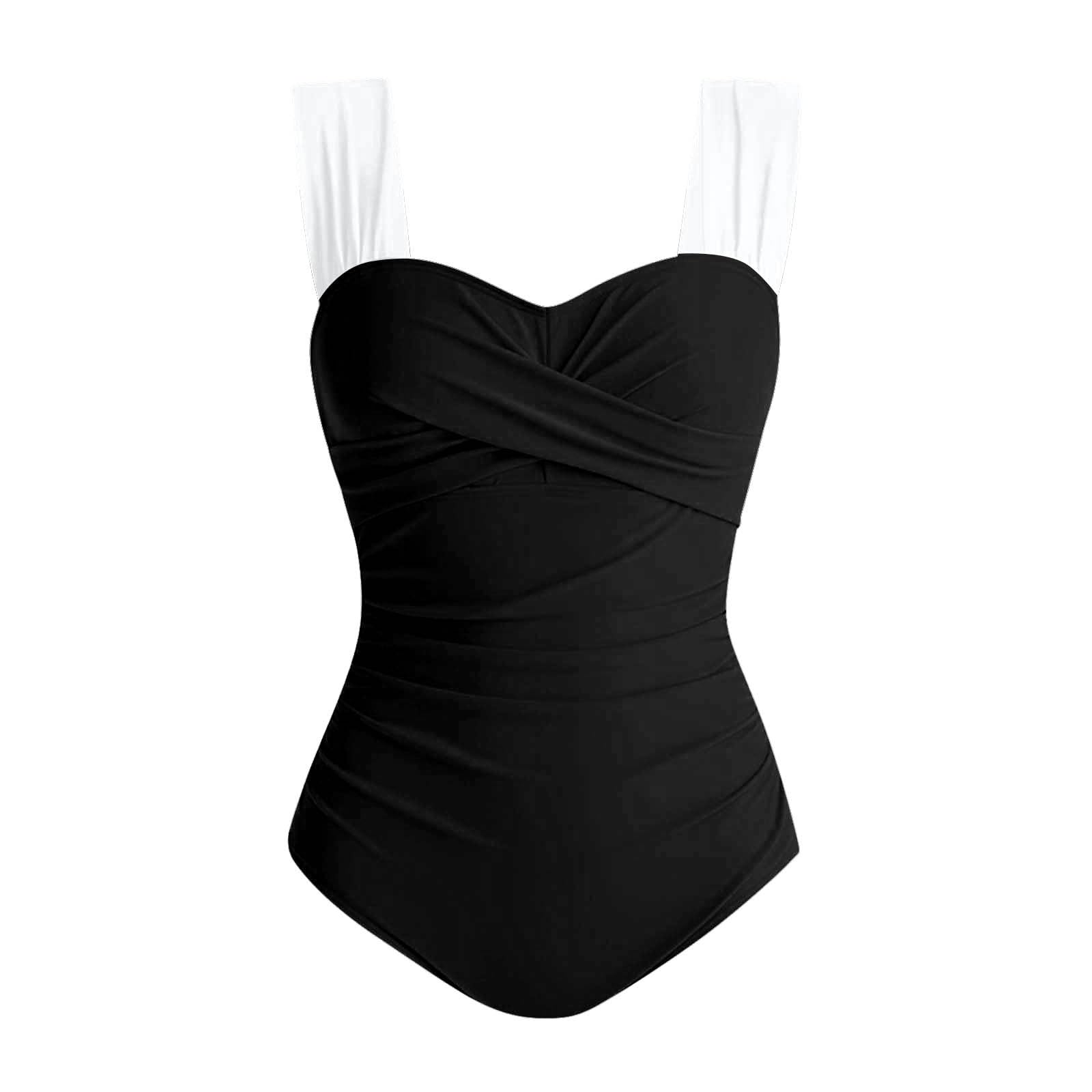 Costume Due Pezzi con Contrasto Floreale/Tinta Unita, Dettaglio Frontale, Spalline Regolabili, Look Moderno.