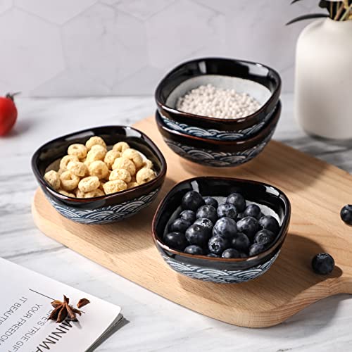 forkmannie Ceramic Sauce Dish Set of 6 Soy Sauce Dipping Bowls Appetizer Plates Side Dishes Serving Dish Japanese Style Dinnerware Set (Blue-1)