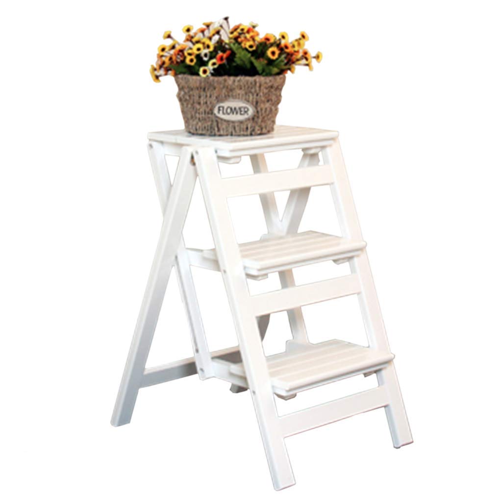 Escabeau pliant en bois massif 3 marches CHEWYNP chaise pliante d'escalier cuisine bureau