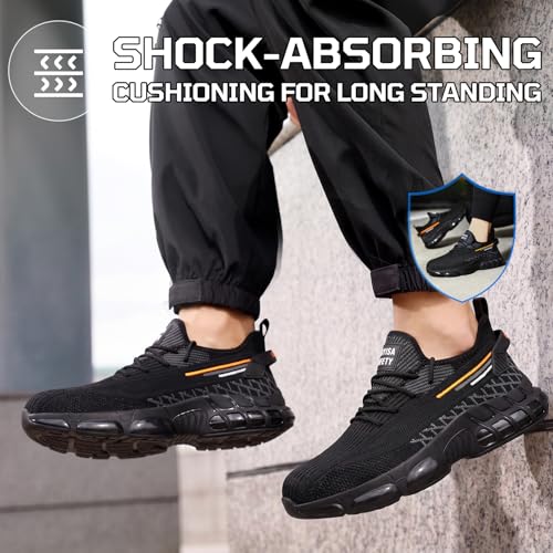 Image of Steel Toe Shoes for Men Lightweight Safety Work Shoes with Kevlar Puncture Resistant Midsole Comfortable Low Top Work Shoes for Warehouse Factory Light Construction