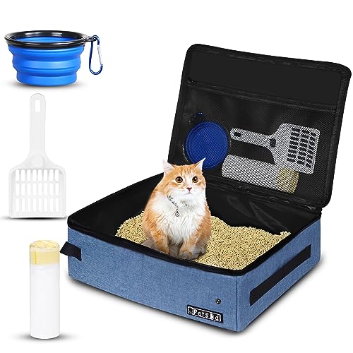 Petskd Portable Cat Travel Litter Box with Lid and 10 Liners