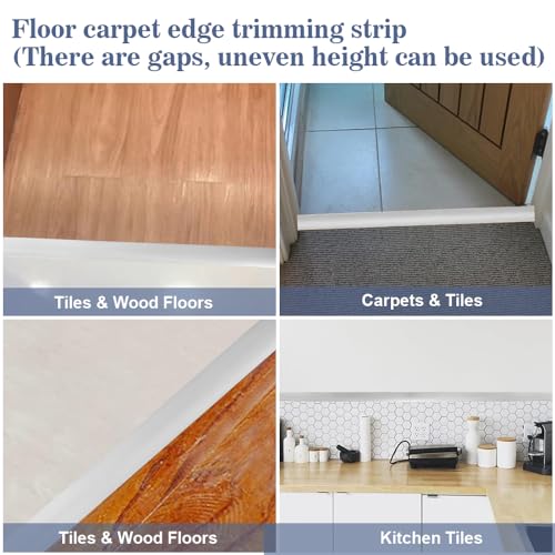 DIKEBAO Übergangsschiene Selbstklebend Übergangsleiste Laminat Abschlussleiste Vinyl Abschlussprofil PVC Übergangsprofil 2m Teppichschienen Vinylboden Abschlussleiste für Teppich Boden (Weiß 35mm)