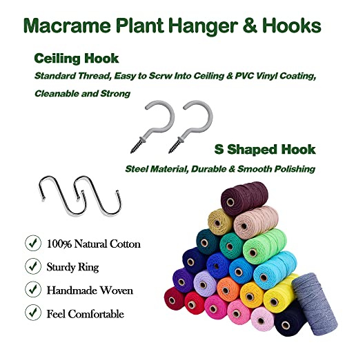 Lrigyeh Macrame Plant Hanger Indoor Outdoor Hanging Planters Set Flower Pots Holder Stand, Plant Basket Boho Home Decor (Type-B Blue, 2) #TOP4