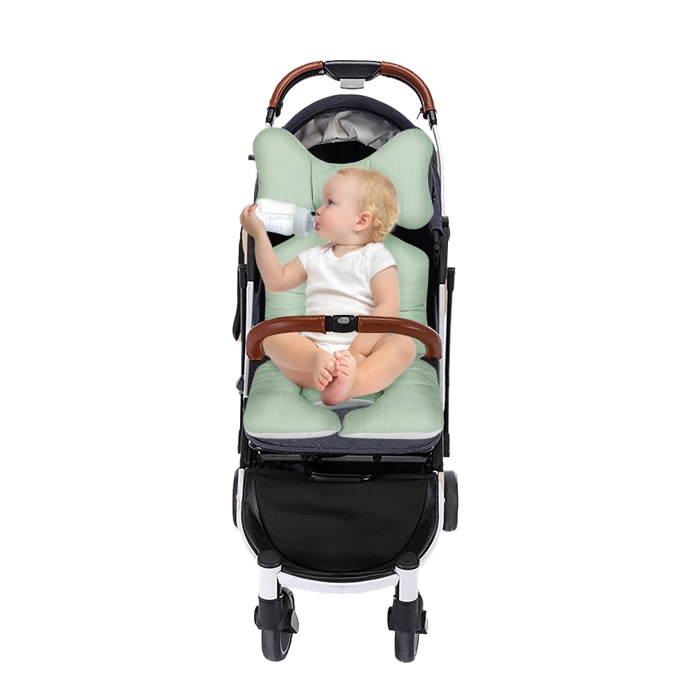 Baby Stroller Cushion Seat Liner Thick Cotton Car Seat Infant Newborn Pushchair Insert Pad Universal Toddler High Chair Cozy Mat Cover Buggy Baby Carriage Head Body Support Protector for All Season
