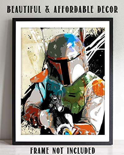Star Wars- Boba Fett Abstract Poster Print-8 x 10" Wall Art Print. Modern Space Art- Ready to Frame. Star Wars Decor for Home-Office-Man Cave-Theater Room-Dorm. Perfect Gift for Star War Fans.