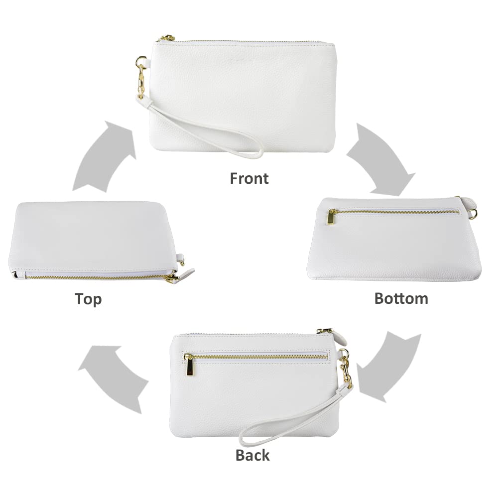 befen Bolso de mano de cuero para mujer, bolso de mano para teléfono celular, bolso de mano acolchado de piel de cordero con correa de muñeca y correa para el hombro